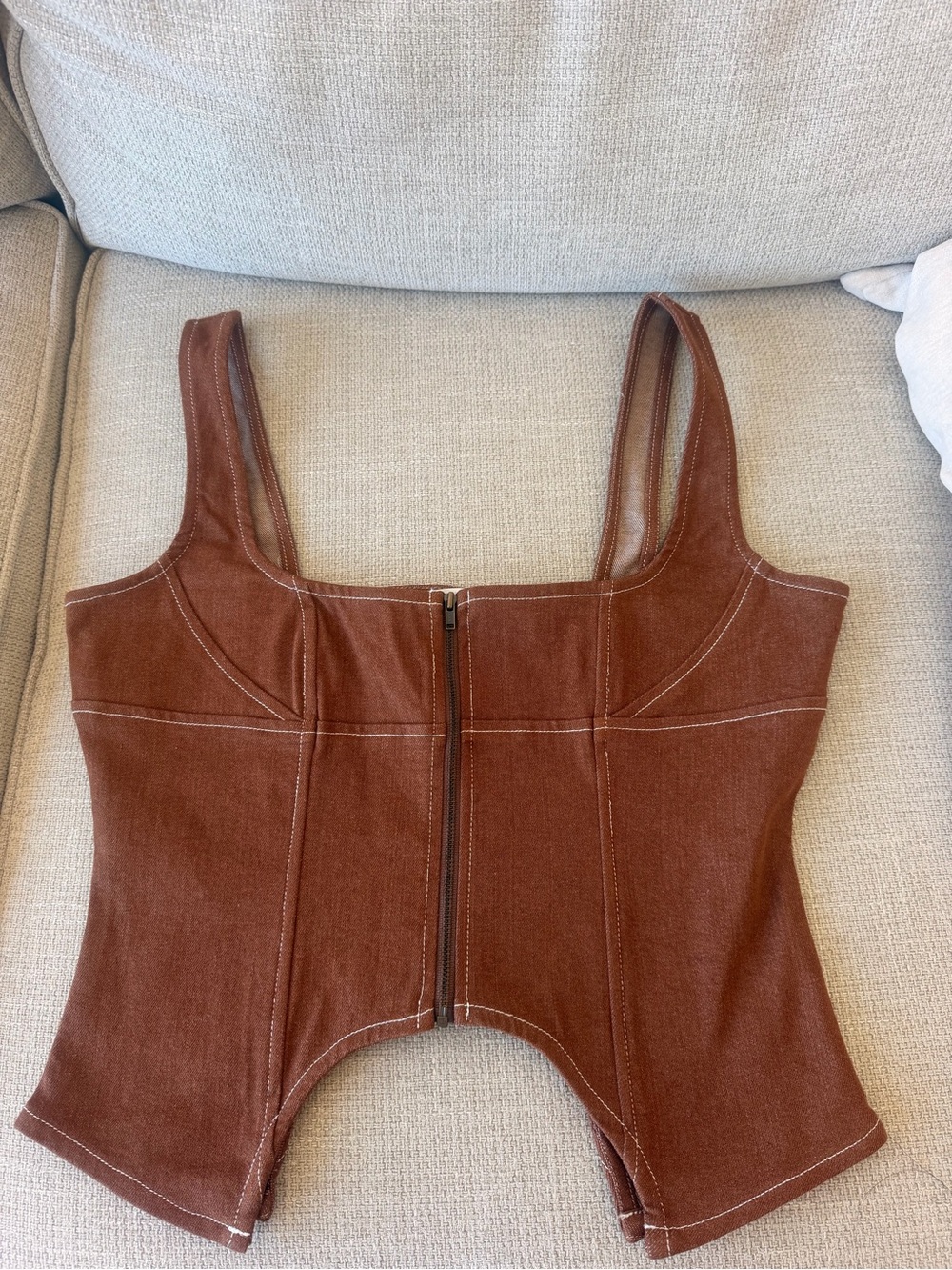 Sabine Brown Zip a front Corset Tank - Size M - Picture 5 of 7